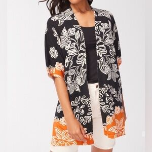 Chico’s Floral Midi Lightweight Open Cardigan